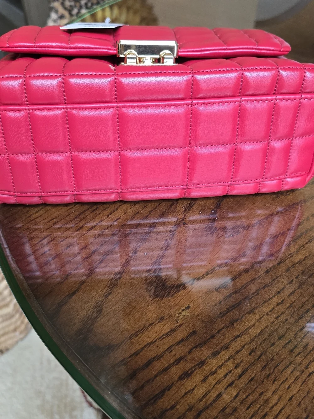 Michael Kors Red Quilted Leather Top-Handle Bag